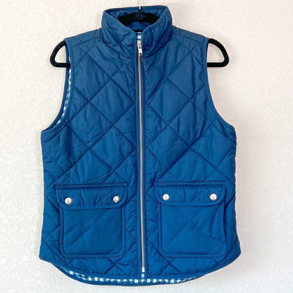 NWT! J. Crew Navy Vest Full Zip Quilted Puffer Vest, Size Small